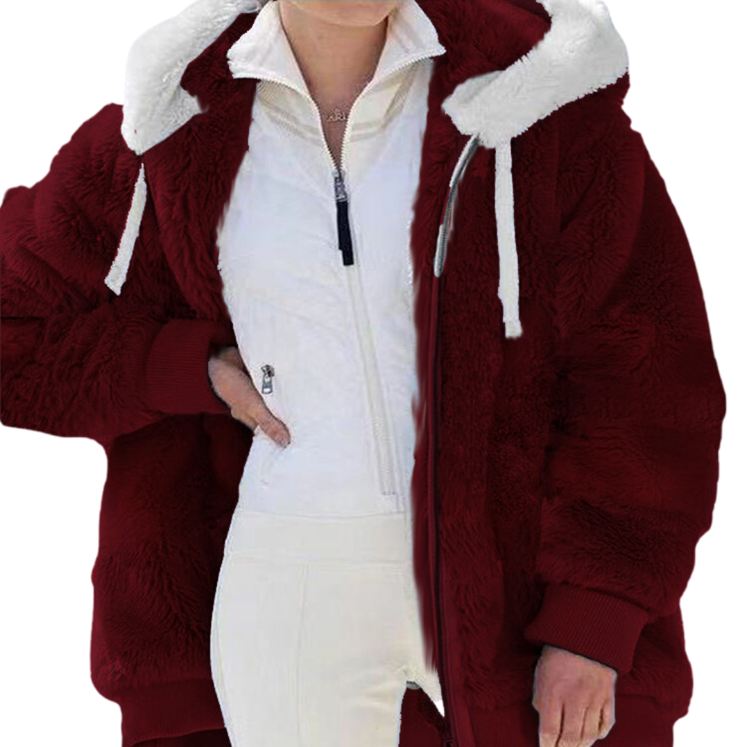 Damen-Kapuzenjacke - kuschlig warm - UNI