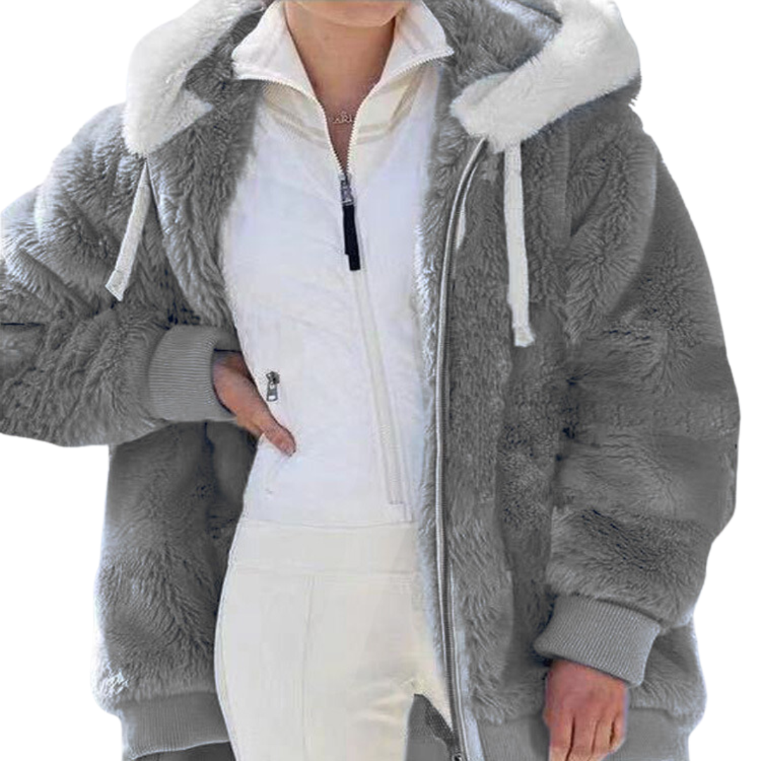 Damen-Kapuzenjacke - kuschlig warm - UNI